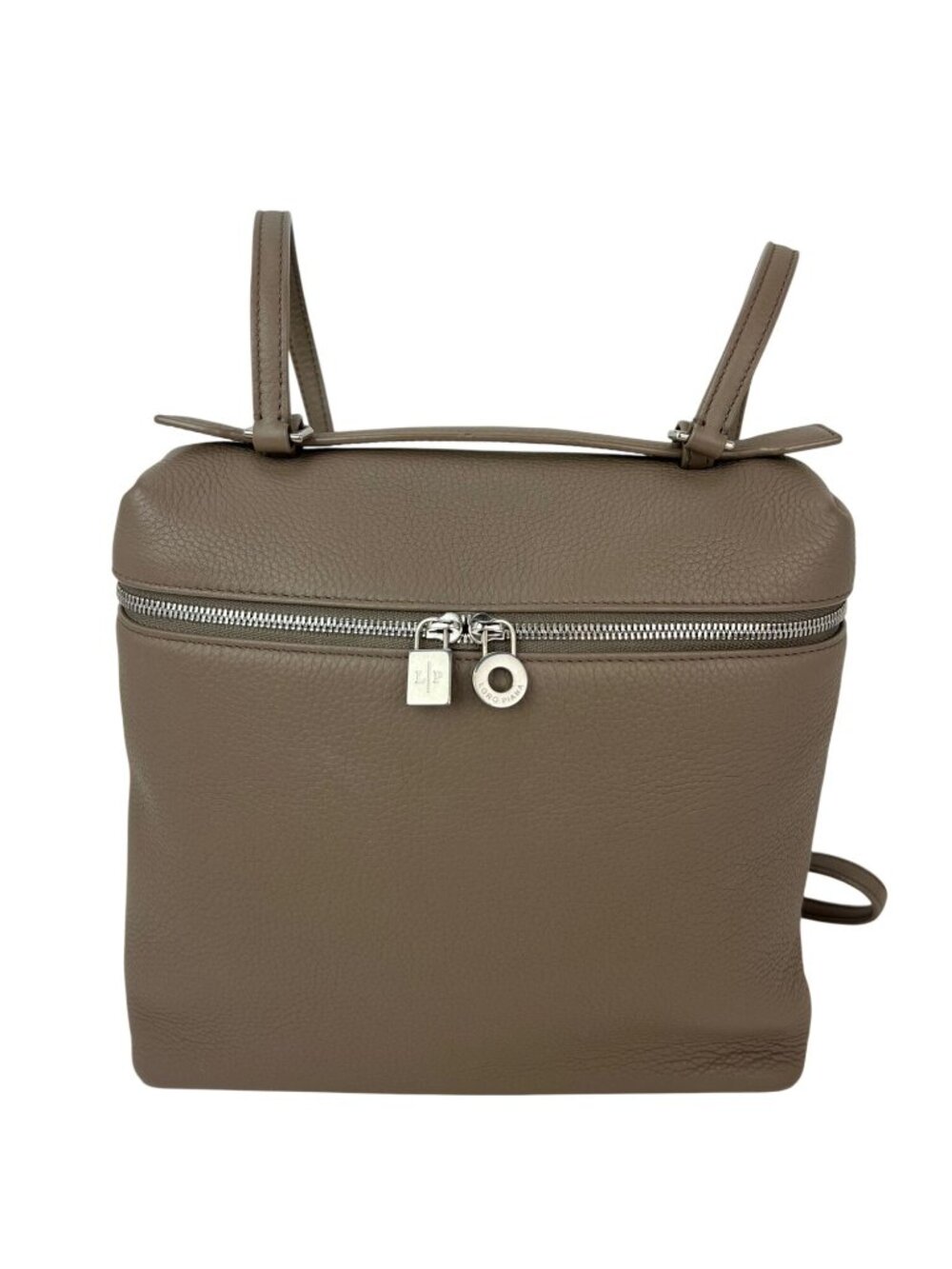 Loro Piana Grained Calfskin 23.5 Extra Pocket Warm Mastic Backpack